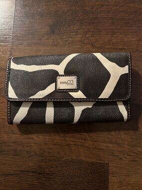 Nine & Co. Black and Cream Animal-Print Trifold Wallet